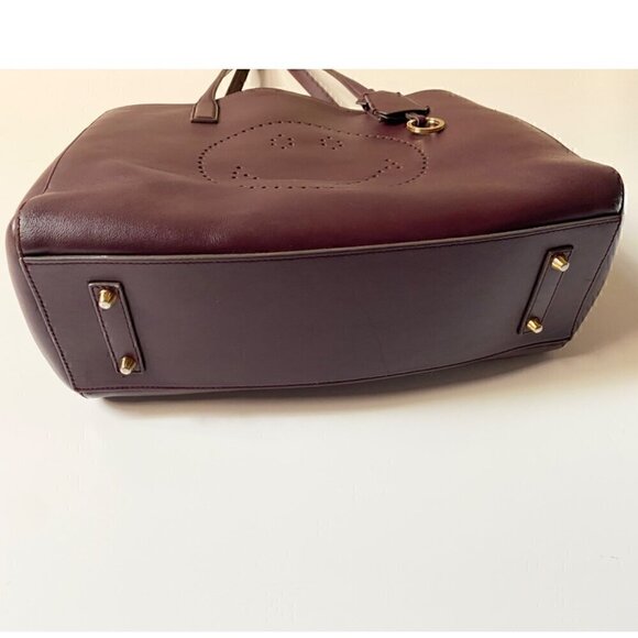 Anya Hindmarch Ebury Smiley Shopper Tote Small Leather Burgundy Perforated $1295 - Picture 4 of 15